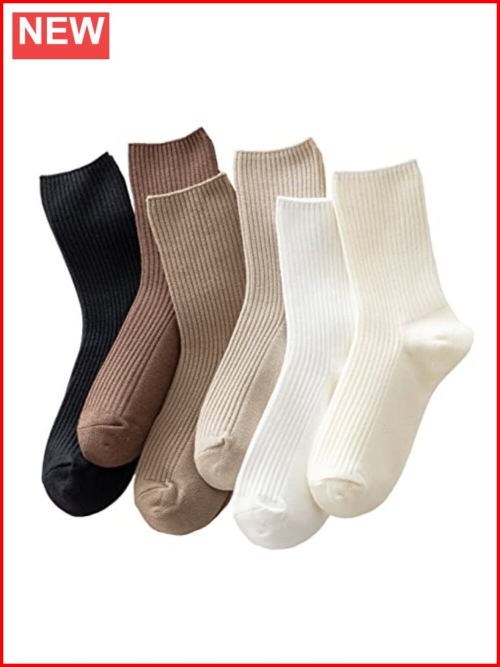 Womens Crew Socks Cotton Athletic 6 Pack Cute Casual Year-Round